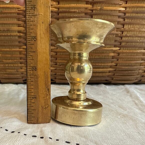 Vintage Gold Tone Metal Candle Holder Home Decor Accent - Picture 3 of 10